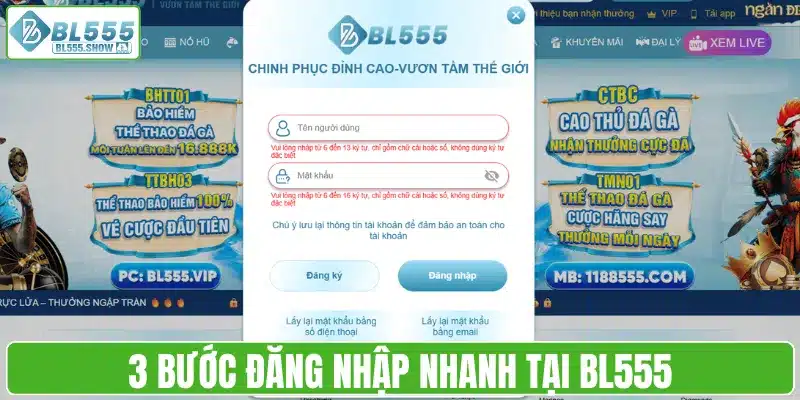 3 bước đăng nhập nhanh tại BL555