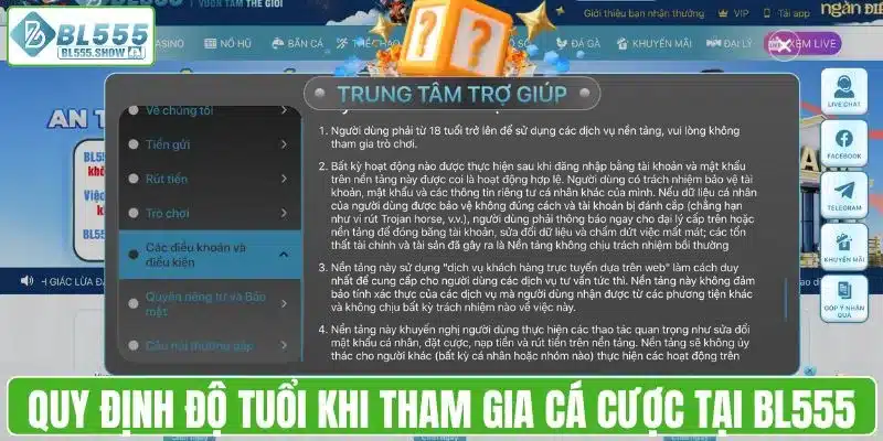 Quy định độ tuổi hợp lệ khi tham gia cá cược tại BL555